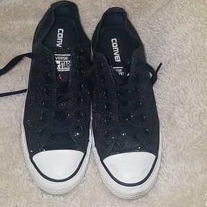 EUC sparkly/glitter Converse All-Stars black W7 M5